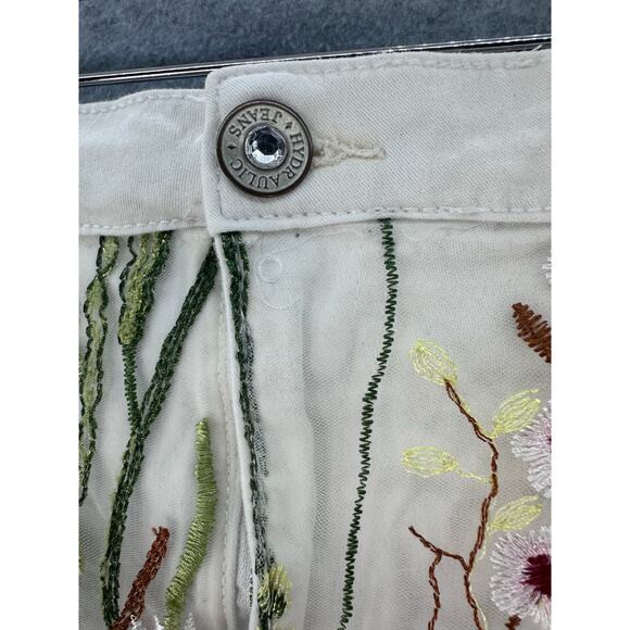 Hydraulic Women sz 12 White Skirt Embroidered Mesh Overlay Floral BOHO Botanical - Picture 3 of 8